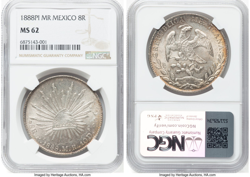 Republic 8 Reales 1888 Pi-MR MS62 NGC, San Luis Potosi mint, KM377.12, DP-Pi79. ...