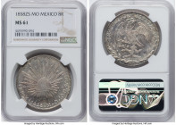 Republic 8 Reales 1858 Zs-MO MS61 NGC, Zacatecas mint, KM377.13, DP-Zs39. Immense watery flash pervades this survivor, which stands nearly atop the NG...