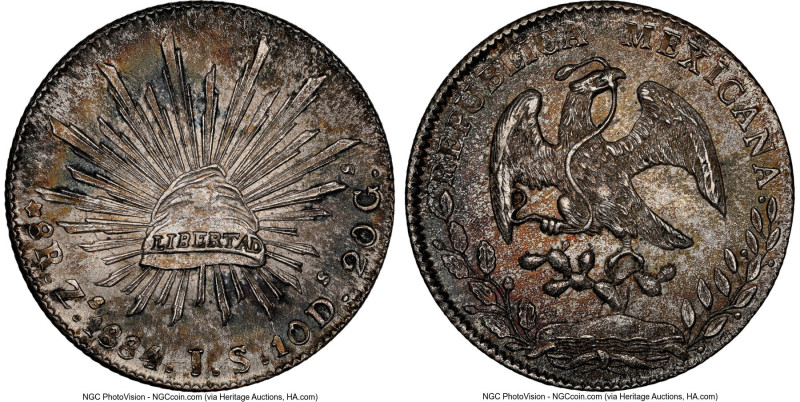 Republic 8 Reales 1884 Zs-JS MS65 NGC, Zacatecas mint, KM377.13, DP-Zs69. Condit...