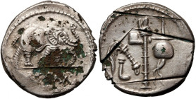 Roman Republic, Caius Julius Caesar 49-44 BC Denarius, Suberatus, military mint