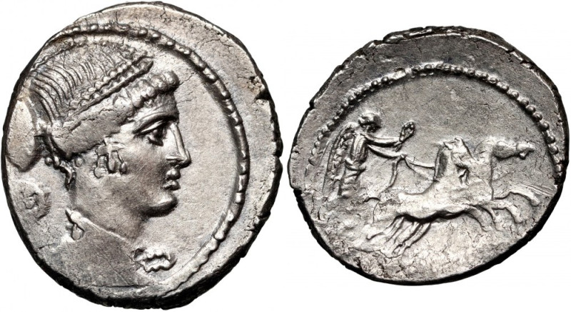Roman Republic, T. Carisius 46 BC, Denar, Rome Weight 4,15 g, 20 mm. Lustrous. W...
