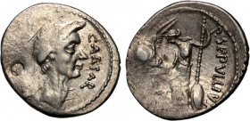 Roman Republic, Caius Julius Caesar, Denarius with portrait 44 BC, Rome