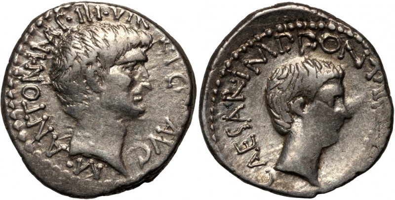 Roman Republic, Marc Anthony and Octavian 41 BC, Denar, Ephesus Weight 3,93 g, 1...