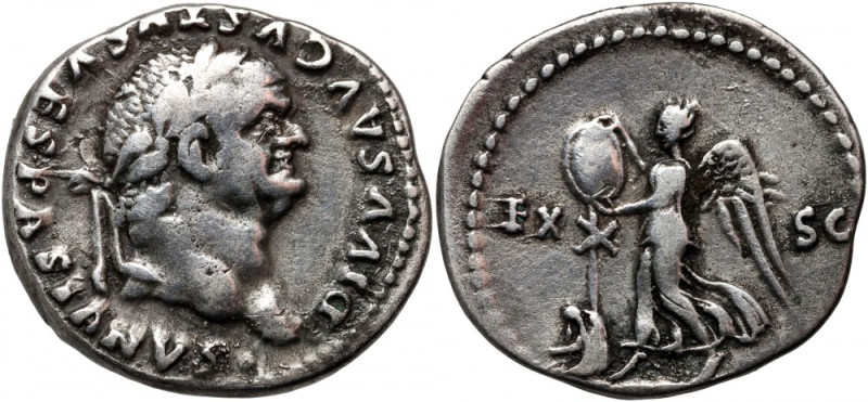 Roman Empire, Vespasian 69-79, posthumous issue under Titus, Denar, Rome Weight ...