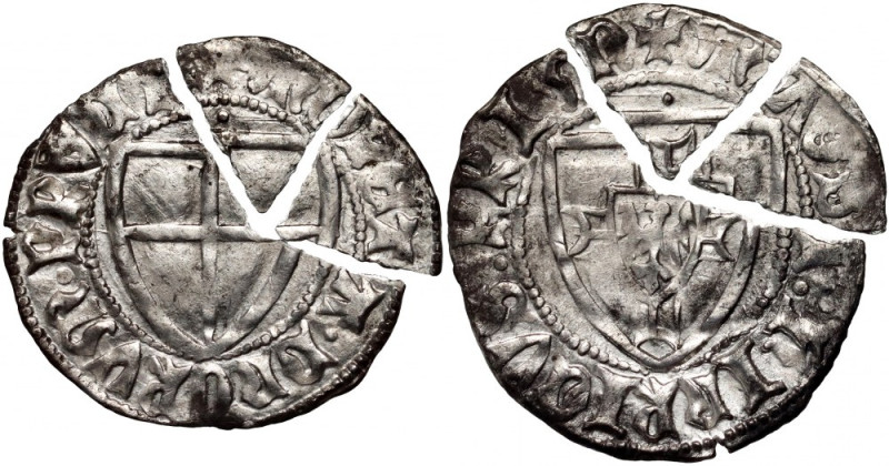 Zakon Krzyżacki, Henryk I von Plauen 1410-1414, szeląg Waga 1,05 g. Odmiana z kr...