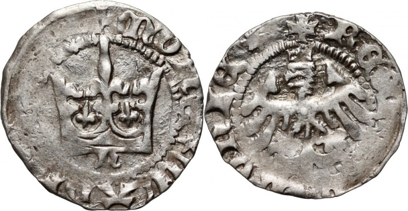 Władysław Jagiełło 1386-1434, półgrosz, Kraków, sygnatura N Lekko niedobty. Refe...