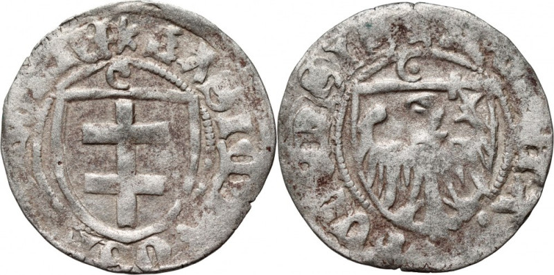 Kazimierz IV Jagiellończyk 1446-1492, szeląg, Toruń, półksiężyce Rzadka odmiana ...