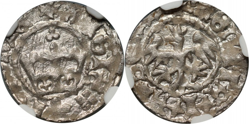 Jan Olbracht 1492-1501, półgrosz bez daty, Kraków Najwyższa nota NGC. &nbsp;Typ ...