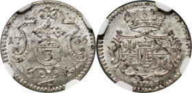 August II Mocny, 3 fenigi 1736 FWoF, Drezno MAX