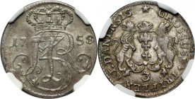 August III, trojak 1758, Gdańsk