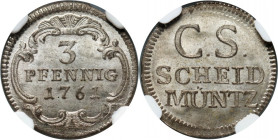 August III, 3 fenigi (dreier) 1761, Drezno MAX