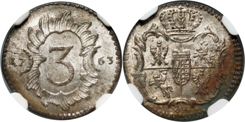August III, 3 halerze (ternar) 1763, Grünthal Reference: Kopicki 11198 (R), Kahn...
