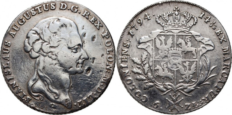 Stanisław August Poniatowski, talar 1794, Warszawa Srebro 22,90 g. Przepolerowan...