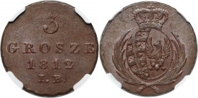 Księstwo Warszawskie, Fryderyk August I, 3 grosze 1812 IB, Warszawa