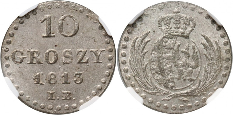 Księstwo Warszawskie, Fryderyk August I, 10 groszy 1813 IB, Warszawa Najwyższa n...