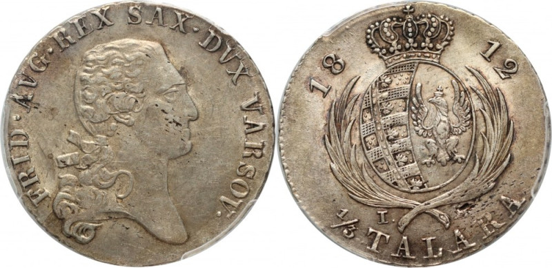 Księstwo Warszawskie, Fryderyk August I, 1/3 talara 1812 IB, Warszawa Wyśmienici...