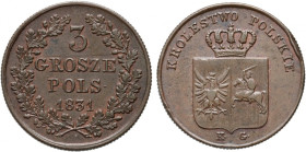 Powstanie Listopadowe, 3 grosze 1831 KG, Warszawa