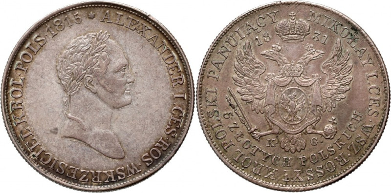 Królestwo Kongresowe, Mikołaj I, 5 złotych 1831 KG, Warszawa Bardzo ładnie zacho...