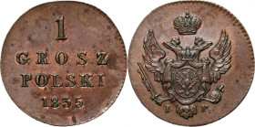 Królestwo Kongresowe, Mikołaj I, grosz polski 1835 IP, Warszawa, Nowe Bicie