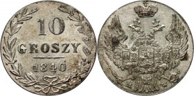 Zabór rosyjski, Mikołaj I, 10 groszy 1840 MW, Warszawa