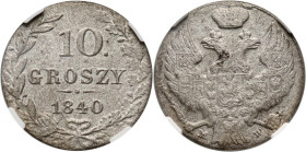 Zabór rosyjski, Mikołaj I, 10. groszy 1840 MW, Warszawa