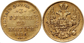 Zabór rosyjski, Mikołaj I, 3 ruble = 20 złotych 1836 СПБ ПД, Petersburg