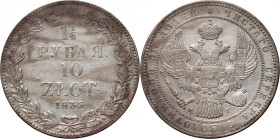 Zabór rosyjski, Mikołaj I, 1 1/2 rubla = 10 złotych 1835 НГ, Petersburg