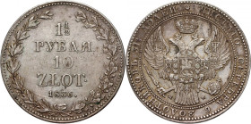Zabór rosyjski, Mikołaj I, 1 1/2 rubla = 10 złotych 1836 MW, Warszawa
