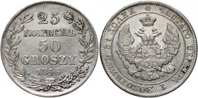 Zabór rosyjski, Mikołaj I, 25 kopiejek = 50 groszy 1846 MW, Warszawa