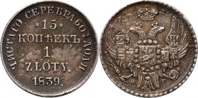 Zabór rosyjski, Mikołaj I, 15 kopiejek = 1 złoty 1839 НГ, Petersburg