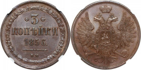Zabór rosyjski, Aleksander II, 3 kopiejki 1856 BM, Warszawa MAX