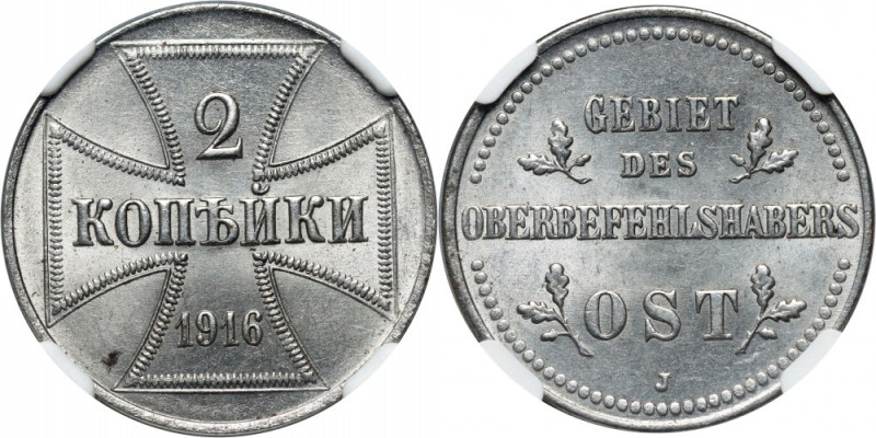 OST, 2 kopiejki 1916 J, Hamburg Pięknie zachowane. Druga najwyższa nota NGC.
Re...