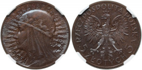 II RP, 5 złotych 1933, Warszawa, Głowa Kobiety, PRÓBA, brąz