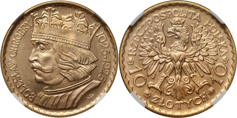 II RP, 10 złotych 1925, Warszawa, Bolesław Chrobry Złoto. Reference: Parchimowic...