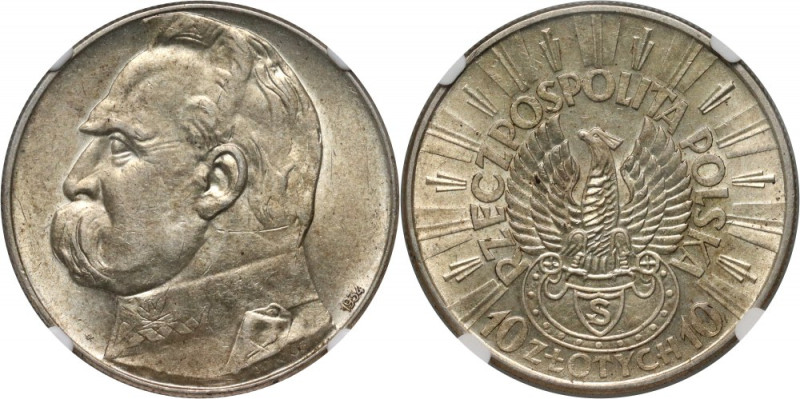 II RP, 10 złotych 1934, Warszawa, Józef Piłsudski, Orzeł Strzelecki Bardzo ładni...