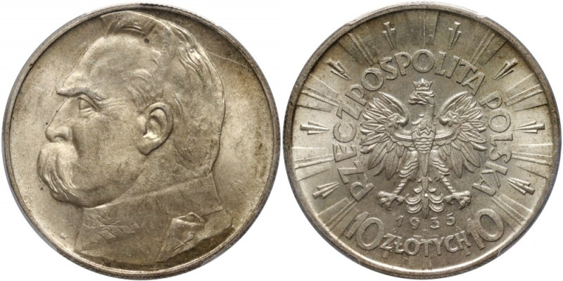 II RP, 10 złotych 1935, Warszawa, Józef Piłsudski Bardzo ładny egzemplarz w deli...