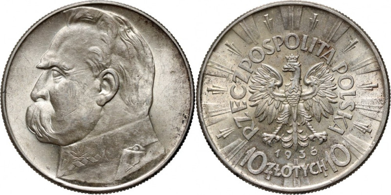 II RP, 10 złotych 1936, Warszawa, Józef Piłsudski Piękny, połyskowy egzemplarz. ...