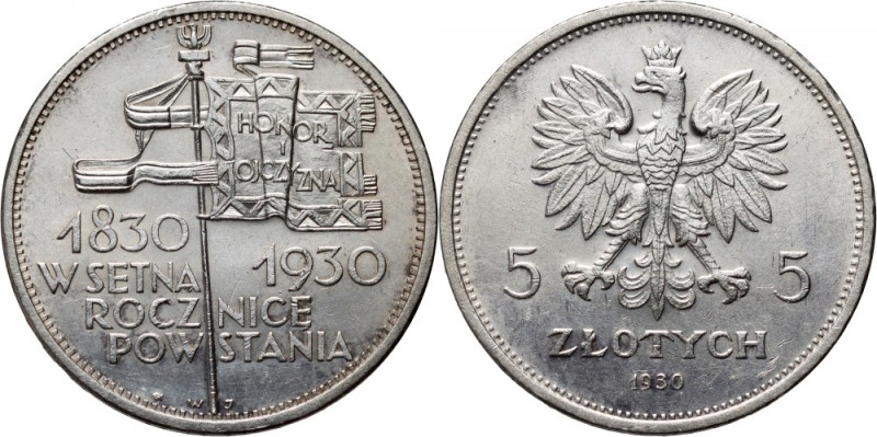 II RP, 5 złotych 1930, Warszawa, Sztandar, stempel płytki Reference: Parchimowic...