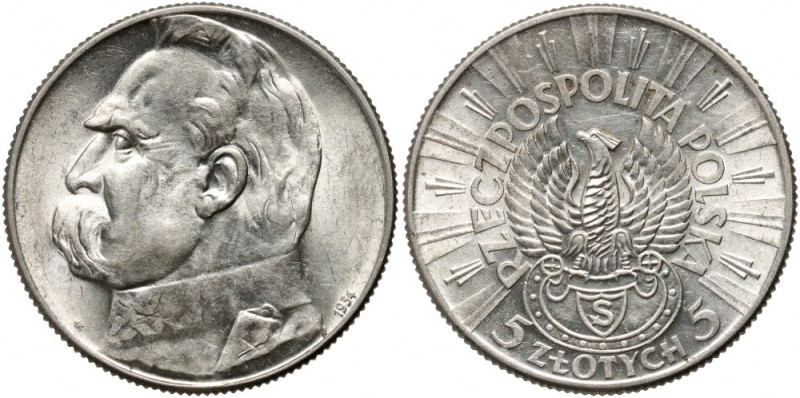 II RP, 5 złotych 1934, Warszawa, Józef Piłsudski, Orzeł Strzelecki Reference: Pa...