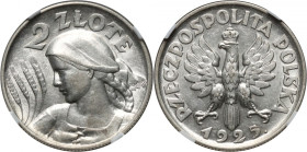 II RP, 2 złote 1925 z kropką, Londyn, Żniwiarka