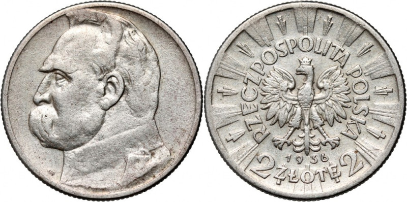 II RP, 2 złote 1936, Warszawa, Józef Piłsudski Rzadki rocznik.
Reference: Parch...
