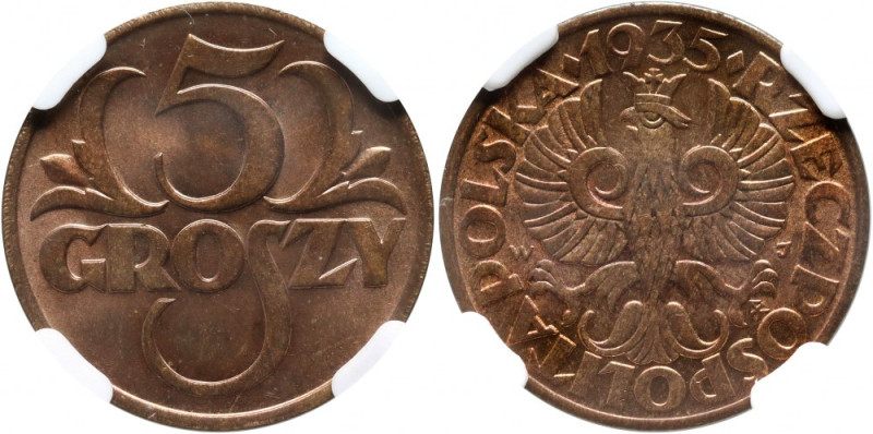 II RP, 5 groszy 1935, Warszawa Pięknie zachowane. Reference: Parchimowicz 103g
...