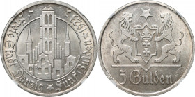 Wolne Miasto Gdańsk, 5 guldenów 1923, Utrecht, Kościół Marii Panny