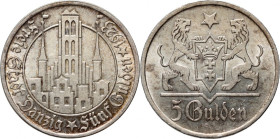 Wolne Miasto Gdańsk, 5 guldenów 1923, Utrecht, Kościół Marii Panny
