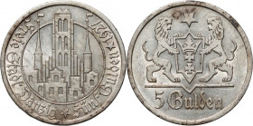Wolne Miasto Gdańsk, 5 guldenów 1927, Berlin, Kościół Marii Panny