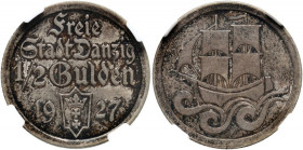 Wolne Miasto Gdańsk, 1/2 guldena 1927, Berlin, Koga