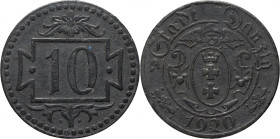 Wolne Miasto Gdańsk, 10 fenigów 1920, Gdańsk, małe cyfry