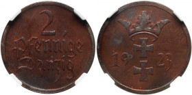 Wolne Miasto Gdańsk, 2 fenigi 1923, Berlin, stempel lustrzany (Proof)