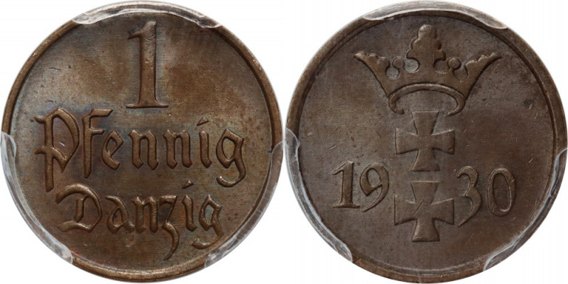 Wolne Miasto Gdańsk, fenig 1930, Berlin Menniczy.&nbsp;
Reference: Parchimowicz...