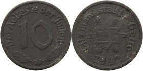 Getto w Łodzi, 10 fenigów 1942 typ I, magnez, certyfikat